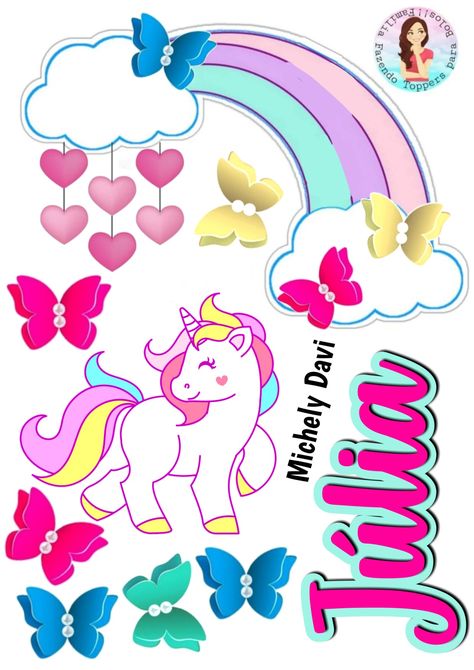 Topper Unicornio Png, Unicorn Number Cake, Fondant Unicorn Cake Toppers, Diy Unicorn Cake, Unicorn Topper, Festa Moana Baby, Desenho Tom E Jerry, Photo Cake Topper, Number Cake Toppers