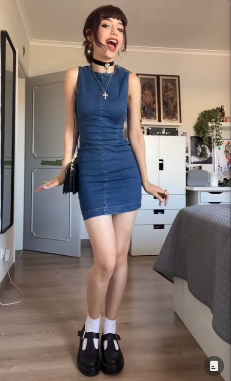 Tank Dresses, Womens Denim, Denim Mini Dress, Mini Dress Casual, Denim Mini, Dream Clothes, Aesthetic Outfits, Outfits Casuales, Outfit Inspirationen