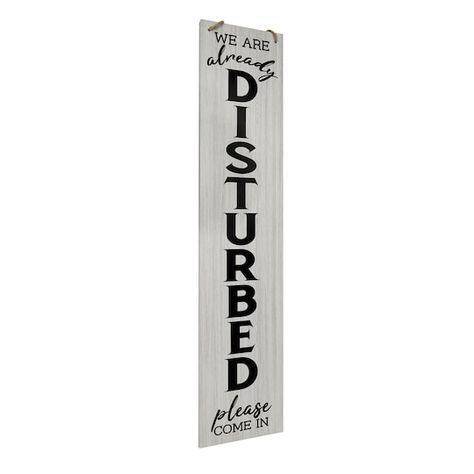 "Find American Art Décor™ 47.25\" Already Disturbed & Happiness Double-Sided Hanging & Leaning Wall Sign at Michaels. com. There's nothing quite as welcoming as a big sign that invites your guests in without you ever having to say a word. There's nothing quite as welcoming as a big sign that invites your guests in without you ever having to say a word. This white faux wood sign is the perfect addition to your home décor. Embellished with black cursive and serif writing, this double-sided sign co Nut House, Porch Welcome Sign, Home Decor Signs, Diy Signs, Crystal Art, Bring Happiness, Porch Signs, Without You, A Word