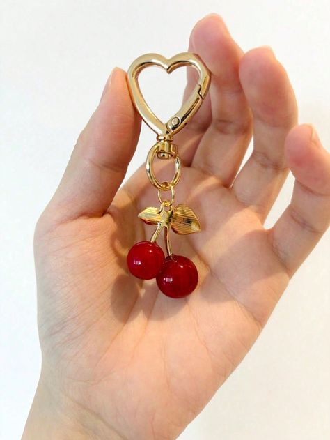 Cherry Keychain, Cherry Bag, Cherry Charm, Vegetable Bag, Girls Handbags, Metal Keychain, Charm Keychain, Metal Accessories, Keychain Gift