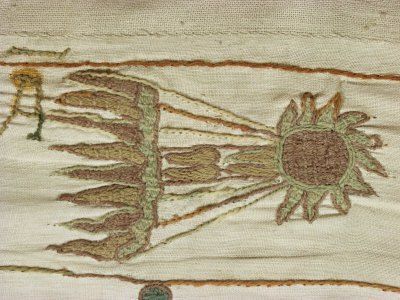 Haley's Comet Bayeux Tapestry Bayeaux Tapestry, Astronomy Vintage, Vintage Astronomy, Medieval Embroidery, Halley's Comet, Bayeux Tapestry, Medieval Tapestry, Embroidery Stitch, Medieval Manuscript