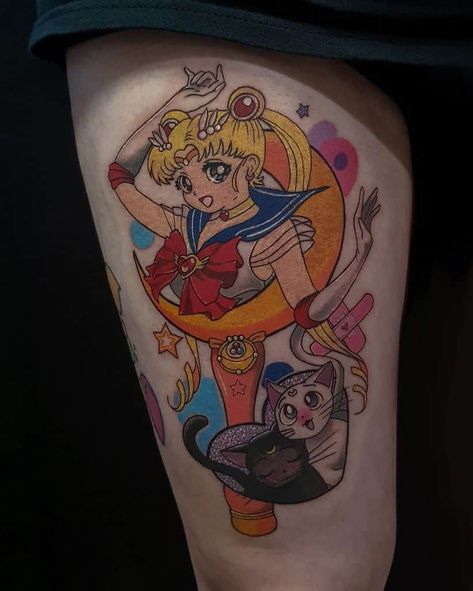 Nice Colored Sailor Moon Tattoo Sailor Moon Tattoo Ideas, Gnarly Tattoos, Feminism Tattoo, Pastel Tattoo, Tattoo Pics, Powerpuff Girls Characters, Sailor Moon Tattoo, Idea Tattoo, Tattoo Zeichnungen