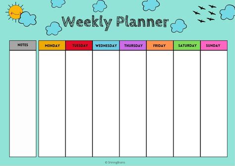 Weekly Planner For Kids, Free Printable Weekly Calendar, Weekly Schedule Template, Planner For Kids, Simple Weekly Planner, Weekly Schedule Printable, Weekly Planner Free Printable, Weekly Planner Free, Printable Weekly Planner