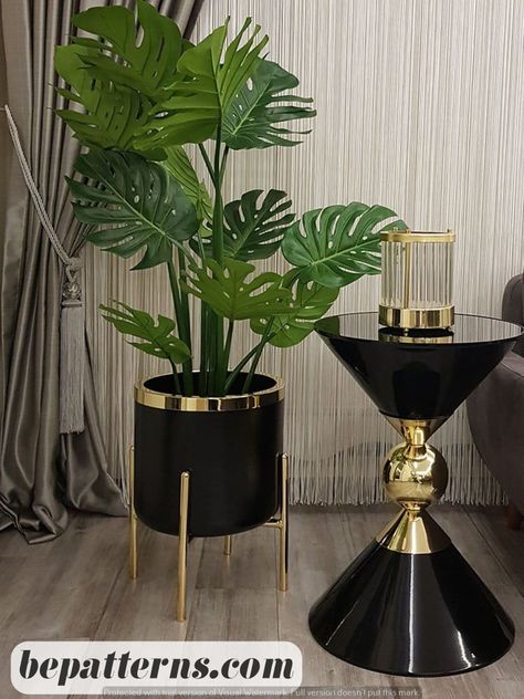 Affordable Home Decor | Cozy Kitchen and Living Room Living Room Decor Flowers, Flower Pot For Living Room, Living Room Decor Art Deco, Planter For Living Room, Luxury Home Decor Items, Big Flower Vase Home Decor, Black Accessories Living Room, Flower Vase Decorating Ideas, Big Vase With Flowers