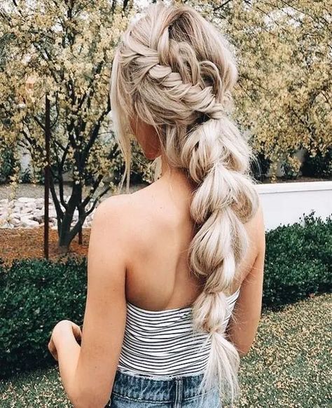 44 Coolest Wedding Bubble Braids - Weddingomania Traveling Hairstyles, Hair Design For Wedding, Awesome Hairstyles, Fishtail Braid, Long Blonde, Luxury Hair, Boho Hairstyles, Long Blonde Hair, Braids For Long Hair