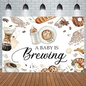 Aperturee 5x3ft Coffee Baby Shower Decoration Backdrop a Baby is Brewing Banner Bottle and Coffee Brunch Tea Coffee Beans Croissant Newborn Birthday Banner Cake Smash Photo Props Cake Table Banner Coffee Gender Reveal, Coffee Baby Shower, Gender Reveal Backdrop, Daisy Background, Table Banner, A Baby Is Brewing, Decoration Backdrop, Baby Is Brewing, Background Baby