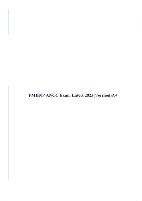 PMHNP ANCC Exam Latest 2022(Verified)A+