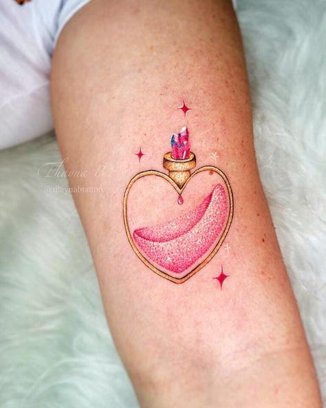 30+ Glitter Tattoo Ideas to Sparkle Up Your Skin - 100 Tattoos Letter N Tattoo Ideas, Letter N Tattoo, Glitter Tattoo Ideas, N Tattoo, Unique Hand Tattoos, Barbie Tattoo, Sparkle Tattoo, Pink Tattoo, 100 Tattoo