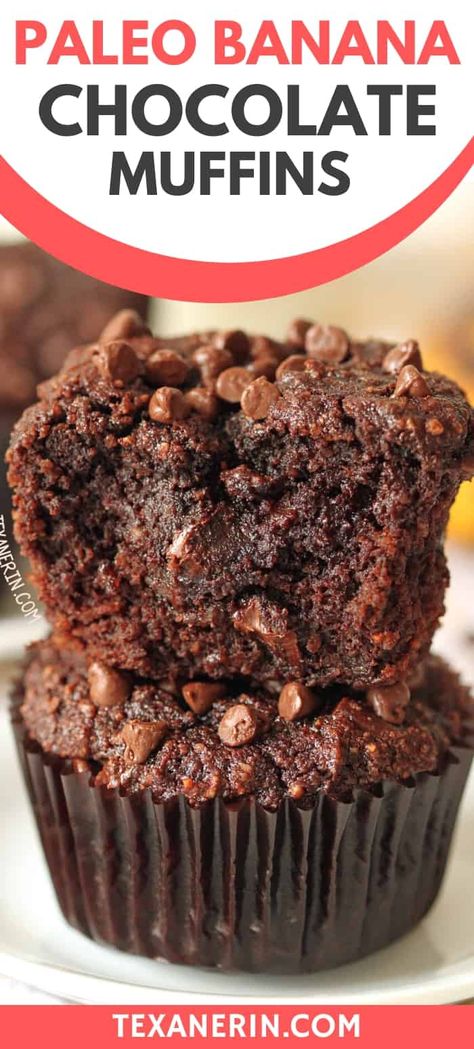 Paleo Muffin Recipes, Paleo Muffins, Patisserie Sans Gluten, Chocolate Banana Muffins, Paleo Banana, Paleo Baking, Paleo Sweets, Paleo Chocolate, Gluten Free Muffins