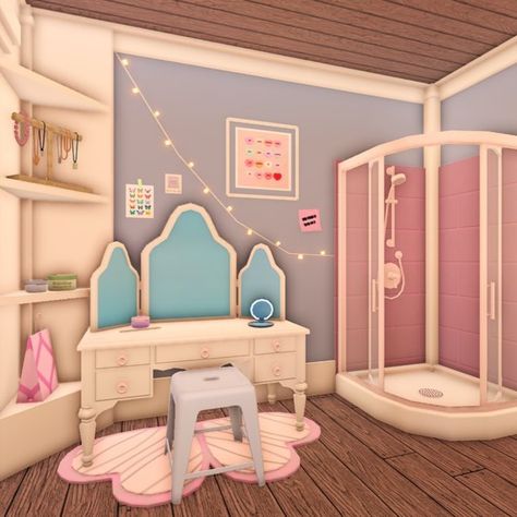 Preppy Bedroom In Bloxburg, Colorful Bloxburg House, Preppy Blocksburg Rooms, Bloxburg Kawaii Room, Kawaii Bloxburg House, Bloxburg Kawaii Bedroom, Preppy Bloxburg, Bloxburg Pink Decals, Preppy Bloxburg House