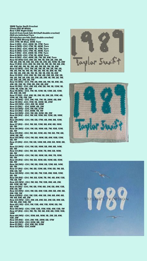 Crochet-Taylor Swift 1989 Pattern Grid Taylor Swift Crochet Pattern, Taylor Swift Crochet, 1989 Taylor Swift, Crochet Pattern, Taylor Swift, Swift, Crochet Patterns, Crochet, Pattern