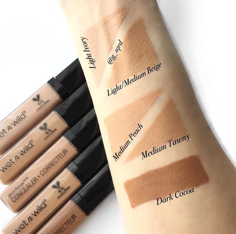 Wet N Wild Photo Focus Foundation, Concealer Swatches, Wet And Wild Foundation, Foundation Swatches, Light Concealer, Photo Focus, Wet And Wild, Wild Beauty, Makeup Tricks