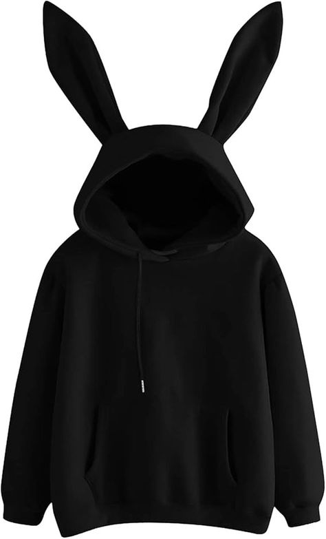 Rabbit Hoodie Cute Solid Hoodies with Ears Bunny Hoodie with Ears with Hood Bunny Ear Mens Hoodies Graphic Rabbit Ear Black at Amazon Women’s Clothing store Bunny Hoodie With Ears, Bunny Hood, Bear Ear Hoodie, Bunny Ear Hoodie, Rabbit Hoodie, Hoodies For Teens, Hoodie With Ears, How To Draw Ears, Hoodies Graphic