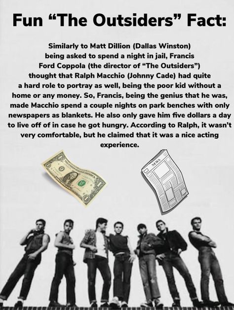 The Outsiders Fun Facts, The Outsiders Facts, 50s Greaser Aesthetic, Outsiders Book, Greaser Aesthetic, The Outsiders Imagines, Thomas Howell, Outsiders Movie, The Outsiders Cast