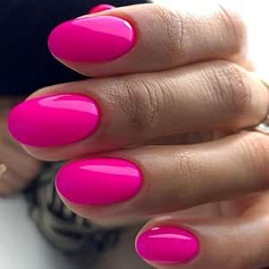 GLAMERMAID Press on Nails Oval,Hot Pink Medium False Nails with Adhesive Tabs,24 Pcs Glossy Oval Short Glue on Nails for Women,Reusable Acrylic Stick on Nails for Gift Nails Oval, Nails For Women, Stick On Nails, False Nails, Glue On Nails, Press On Nails, Nail Colors, Beauty And Personal Care, Glue