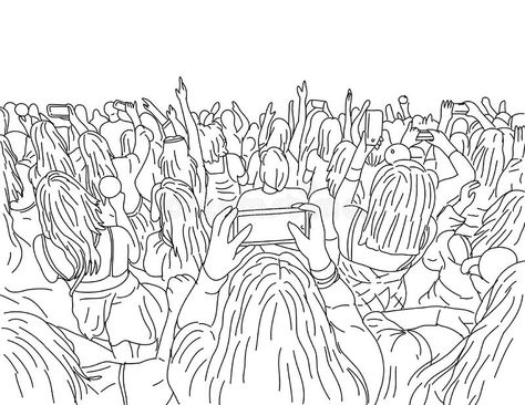 How To Draw A Crowd Of People, Concert Drawing, Crowd Drawing, People Drawing, Character Design Sketches, Diy Sewing Clothes, Music Event, Live Concert, Styled Stock