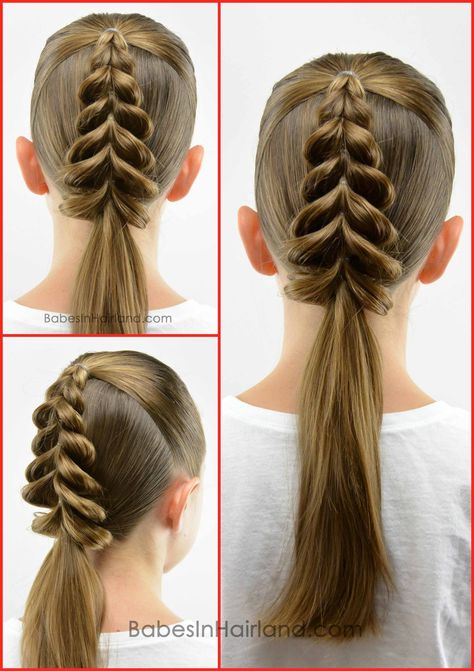 Christmas Tree Pull Through Braid from BabesInHairland.com #christmashair #hair #christmastree #christmas #hairstyle #braid Christmas Tree Hair, Christmas Hairstyles, Holiday Hairstyles, Christmas Hair, Crazy Hair Days, Toddler Hair, Crazy Hair, Hair Dos, Braid Styles