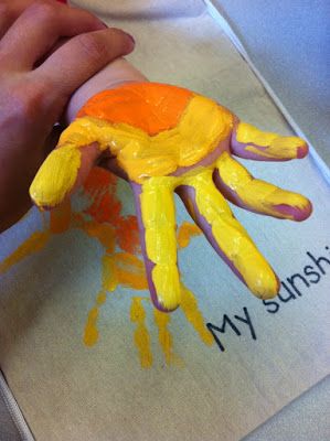 Sunshine Footprint Art, Yellow Handprint Art, Sunshine Handprint Art, Handprint Sun, You Are My Sunshine Handprint Art, Sunshine Crafts, Grandma Camp, Love Work, Footprint Art