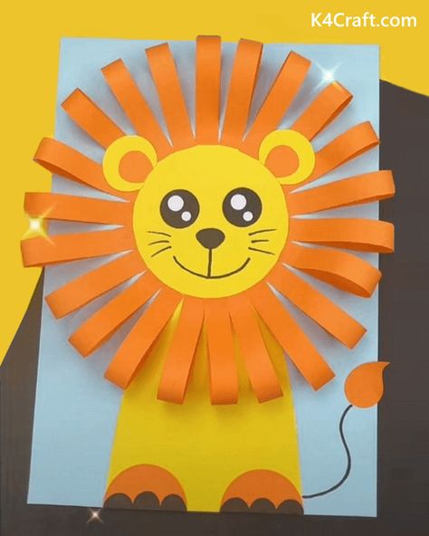 Paper Lion Craft, Paper Card Design, Bus Crafts, Lion Craft, Crafts And Activities For Kids, Origami And Quilling, Rose Crafts, Animal Crafts For Kids, Newspaper Crafts