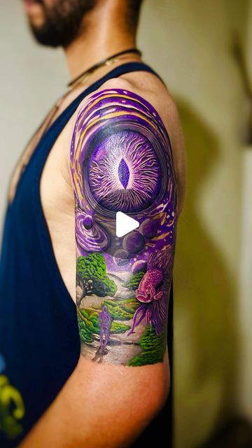 Rostam Kojouri on Instagram: "🟪Embark on a cosmic journey with our captivating purple galaxy tattoo! 💫🌌 Experience the magic as celestial elements and vivid hues unite.

 #galaxytattoo #purpleart #cosmictattoo #inkmagic #reels #Rostamink" Cosmic Tattoo, Celestial Elements, Galaxy Tattoo, Purple Galaxy, Purple Art, The Magic, Tattoos, Purple, On Instagram