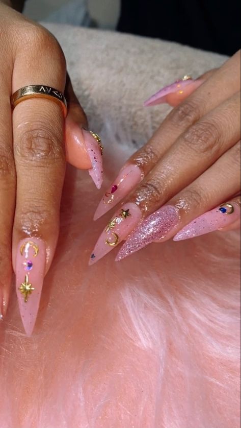 Mlp Acrylic Nails, Pink Zodiac Nails, Sailor Moon Nails Acrylic, Sailor Moon Nails Design, Sailor Moon Inspired Nails, Birthday Nails Virgo, Debs Nails, Aries Nails, Aquarius Nails