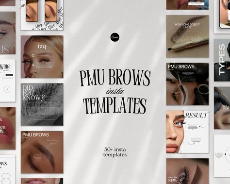 Microblading PMU Brows Instagram Template, Permanent Makeup Artist Posts, PMU Brows Templates,  Microshading, PMU Social Media Canva Post Pmu Instagram Feed, Pmu Brows Practice, Pmu Instagram Content, Microblading Post, Permanent Makeup Instagram Post, Pmu Brows, Permanent Makeup Artist, Luxurious Aesthetic, Brow Artist