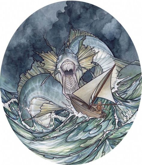 Seaserpent by Quinton Hoover Quinton Hoover, Fantasy Comic Art, Magic Wings, Lake Monsters, Sea Serpent, Fantasy Comics, Art Gallery Room, Gallery Room, Small Boats