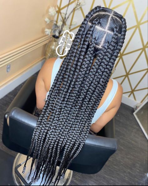 Box Braids Beads, Jumbo Knotless Box Braids, Large Knotless, Hair Braid Designs, Future Hairstyles, Large Box Braids, Female Hairstyles, Gorgeous Braids, Knotless Box Braids