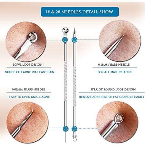 6 Piece Dual Head Black Head Remover Stainless Steel Do Not Use Every Single Day Clean After Each Use For Better Results Use A Warm Cloth Or Facial Steamer To Open Pores Anti Slip Handle Design Let’s You Hold Firmly To Remove The Acne Black Head Remover, Comedone Extractor, Blackhead Remover Tool, Blackheads On Nose, Open Pores, Facial Steamer, Get Rid Of Blackheads, Clean Face, Every Single Day