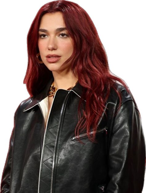 Dua Lipa Hair Color, Dua Lipa Hair Red, Cherry Red Hair Outfits, Dua Lipa Red Hair, Dua Lipa Hair, Dua Lipa Icon, Red Hair Outfits, Cherry Cola Hair, Red Hair Makeup