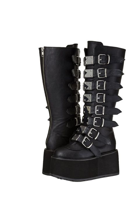 Women's Damned-318 Knee High Boot Buckle Boots, Womens Knee High Boots, Platform Shoes, Biker Boot, Knee High Boots, Winter Boot, Wedge Boot, Knee High, Combat Boots