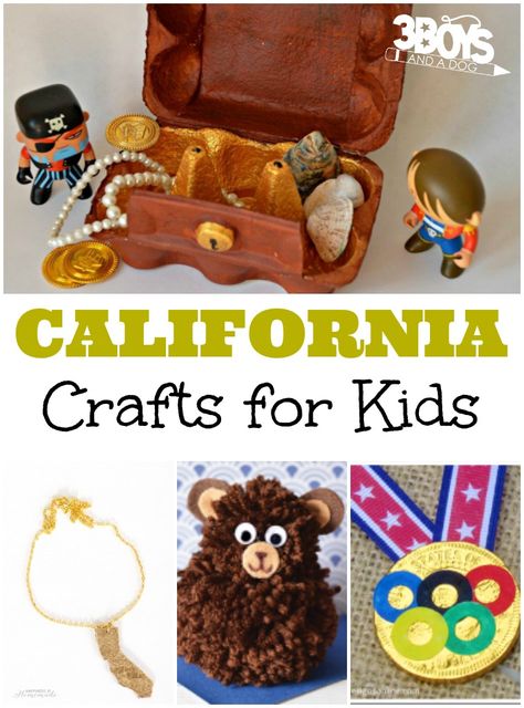 Get to know the Gold Rush State with these fun California crafts for kids! California History Projects, Around The World Crafts For Kids, California Activities, Daycare Organization, State Crafts, The Gold Rush, Running On The Beach, California History, 3 Boys