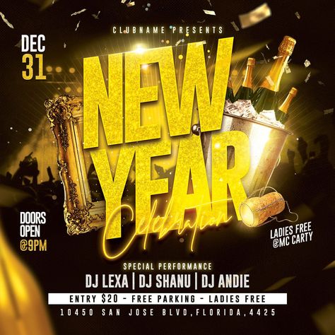 New Year's Eve Flyer, Dj Poster, Motion Flyer, New Year's Eve Countdown, Pubmat Ideas, Night Club Flyer, Posters Inspiration, Social Media Content Ideas, Bar Poster