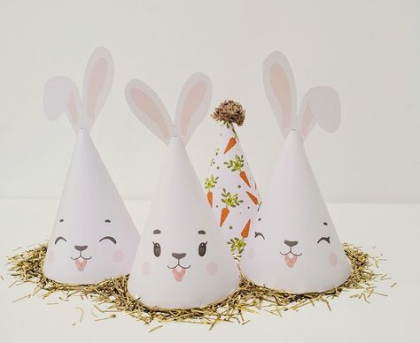 Birthday Decorations Kids, Bunny Party, Party World, Rabbit Pattern, Bunny Birthday, Bunny Face, Diy Set, Birthday Hat, Birthday Decor