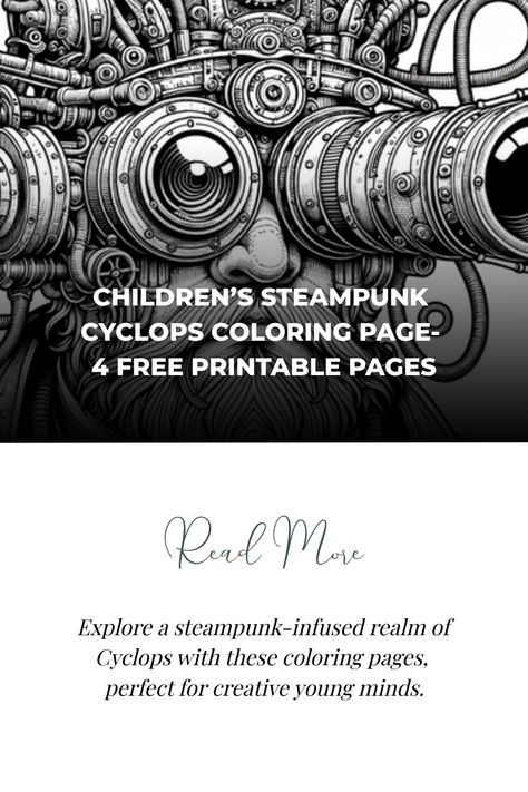 Explore a steampunk-infused realm of Cyclops with these coloring pages, perfect for creative young minds. Printable Pages, Mythical Creatures, Free Printable, Free Printables, Coloring Pages, Vibrant Colors, Color, Colouring Pages