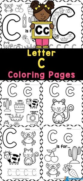 Grab this free printable letter c coloring sheet pack to help preschool, pre-k, kindergarten and even first graders to work on their fine motor skills as well as their literacy skills with this fun new printable.  These letter c coloring pages offer a variety of practice for early learners who are learning their ABCs and the sounds they make. Simply print these ABC coloring pages and you are ready to play and learn! C Craft, Letter C Activities For Toddlers, Letter C Practice Preschool, Letter C Template Free Printable, The Letter C Worksheets, C Printable Letter, Letter C Coloring Pages Free Printables, Find The Letter C Worksheet, Letter Y Crafts