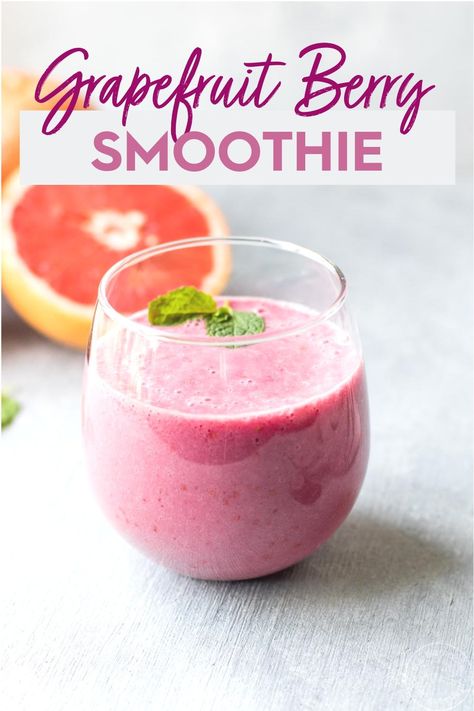 This Grapefruit Berry Smoothie is a refreshing winter smoothie packed with immune-boosting vitamin C! Make it to use up extra grapefruit during citrus season. #smoothies #veganrecipes #healthyrecipes Healthy Grapefruit Smoothie, Grapefruit Recipes Smoothie, Grapefruit Smoothie Recipe, Juicing Grapefruit Recipes, Winter Smoothie, Grapefruit Smoothie, Low Carb Shakes, Winter Smoothies, Grapefruit Recipes