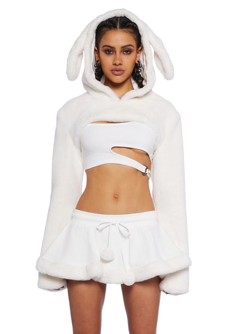 What's New | Trendy Women's Clothing at Dolls Kill Fluffy Rave Outfit, Snow Rave Outfits, Snow Bunny Costume, Rave 2023, Rave Moodboard, Bunny Costume Women, White Bunny Costume, Snow Bunny Outfit, White Rave Outfits