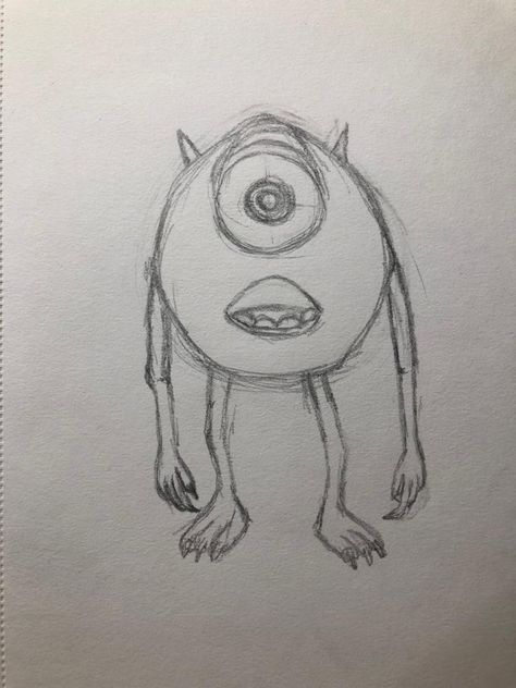 Mike Wazowski Sketch, Mike Wazowski Drawing, Monsters Inc Mike, Monsters Inc Boo, Drawing S, Creepy Drawings, Short Animation, Sketch It, Mike Wazowski