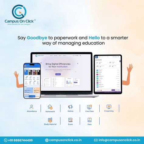 Are you ready to say goodbye to paperwork and hello to a smarter way of managing education?

We’re not just offering a software solution; we’re pioneering a complete transformation in the way educational institutions manage their operations. It’s about embracing technology, enhancing the learning environment, and ultimately improving student outcomes.

#smart #coc #education #school #future School Management Software, Education School, School Management, Smart Solutions, To Say Goodbye, Learning Environments, Study Materials, Homework, Software