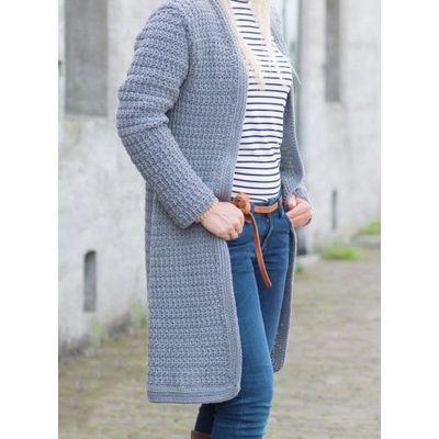 Damesvest Jolie haken met GRATIS patroon - Haakpakket Long Cardigan, Leg Warmers, Cardigan Sweater, Men Sweater, Van, Knitting, Crochet