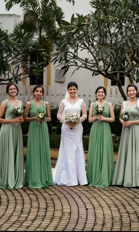 Brides Maids Dress Styles Kerala, Bridesmaid Dresses Christian Wedding, Kerala Bridesmaid Dresses, Dress Code For Kerala Wedding, Bridesmaid Dresses Kerala Christian, Christian Bridesmaid Dresses, Bridal Maid Dress, Indian Wedding Bridesmaids, Christian Wedding Dress