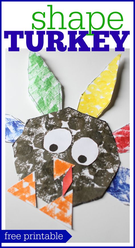 Shape Turkey for Preschoolers:  A cute Thanksgiving craft that reinforces shape recognition! Shape Turkey, Thanksgiving Activities Preschool, Thanksgiving Kindergarten, Thanksgiving Crafts Preschool, Thanksgiving School, November Crafts, Turkey Crafts, Thanksgiving Craft, Math Crafts