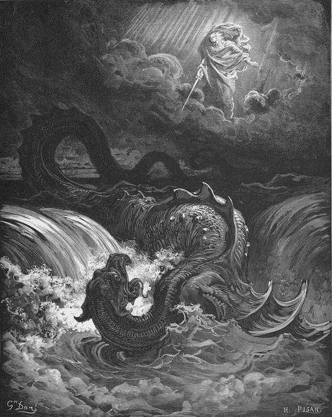 Leviathan is listed (or ranked) 4 on the list Meet The Four Satanic Crown Princes Of Hell Sea Dragon Leviathan, Dragon Monster, Creaturi Mitice, Art Noir, Gustave Dore, Sea Dragon, Book Aesthetics, Biblical Art, Arte Obscura