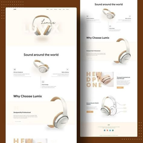 Headphone landing page designs Headphone Landing Page, Uiux Design Website, Headphone Poster, Interface App, Branding Examples, App Design Layout, Wireframe Design, Web Design Websites, 100 Logo