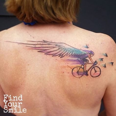 Cycling Tattoo, Bike Tattoo, Biker Tattoo, Watercolour Tattoos, Sketchy Tattoo, Bicycle Tattoo, Tattoo Watercolor, Bike Tattoos, Biker Tattoos