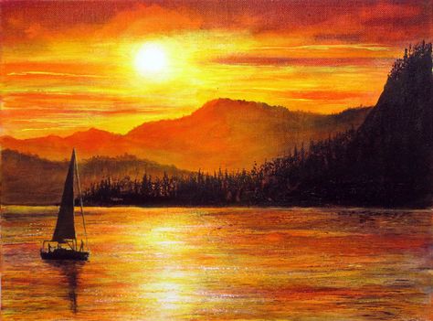 by AnnMarieBone Traditional Art / Paintings Monochromatic Painting Ideas, Italian Sunset, Monochromatic Painting, Sunset Canvas Painting, Monochromatic Art, Bone Art, Ann Marie, Modern Canvas Art, Awesome Designs