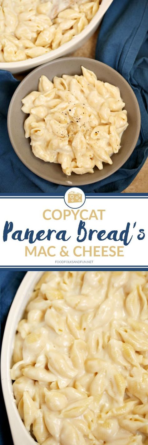 Alright folks, this is **THE** recipe for Panera’s Mac & Cheese. I got it from their website a while back when they posted it for a short time! You MUST try this Panera’s Mac & Cheese Recipe. Copycat Panera, Resep Pasta, Mac Cheese Recipes, Panera Bread, Fettuccine Alfredo, Think Food, Cheese Recipe, Rigatoni, Linguine