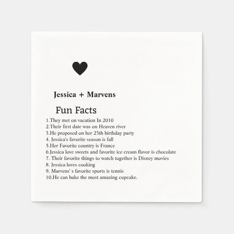 Fun Facts Napkins Wedding, Fun Fact Wedding Napkins, Fun Fact Napkins Wedding, Fun Fact Wedding, Fun Facts Napkins, Fun Facts Wedding Napkins, Fun Facts Wedding, Fans Wedding, Napkins Wedding