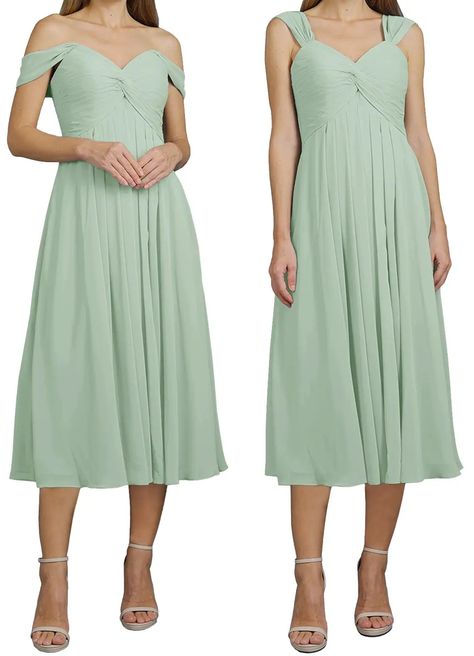 Azazie Vicenta Agave Bridesmaid Dresses | Azazie Agave Bridesmaid Dresses, Sage Bridesmaid Dress, Bridesmaid Dresses Dusty Sage, Tea Length Bridesmaid Dresses, Dusty Sage, Chiffon Bridesmaid Dresses, Azazie Bridesmaid Dresses, Wedding Prep, Chiffon Bridesmaid